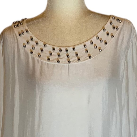 Moda Seta Studded Trim Blouse. New With Tickets. Size Large - Picture 5 of 7